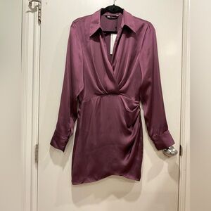Zara Mauve Satin Blouse